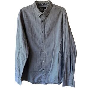 Michael Kors Button Down Shirt Micro Plaid Classic Fit White Black Men's XXL